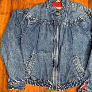Vintage size 14 blue denim zip up jacket US B-25